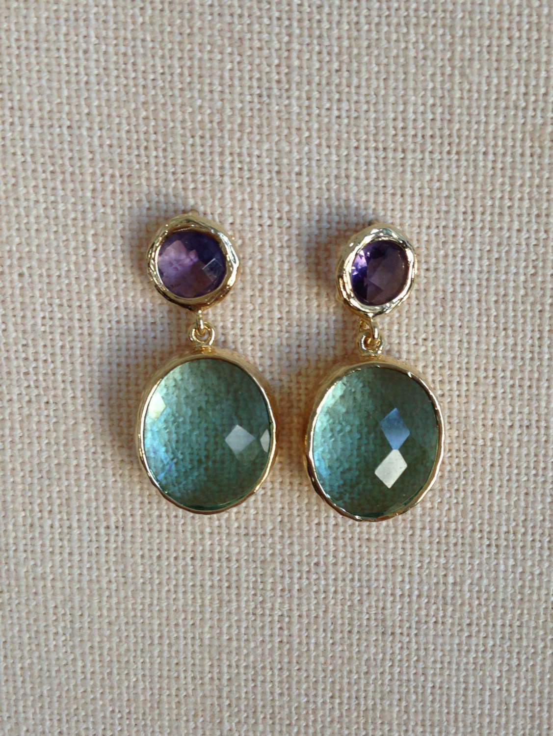 Purple Amethyst And Erinite Glass Post Earrings, Drop, Dangle, Glass Earrings, Bridesmaid Gifts,wedding Jewelry, 925 Earring Post, Jew000125